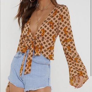 Nasty gal tiger print crop top